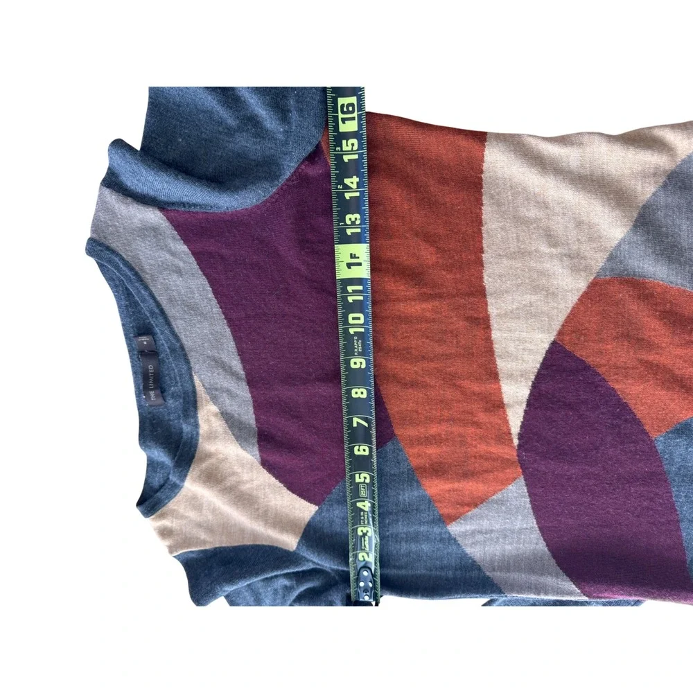Limited Abstract Colorblock Merino Wool Blend Sweater Womens Medium‎ Geometric